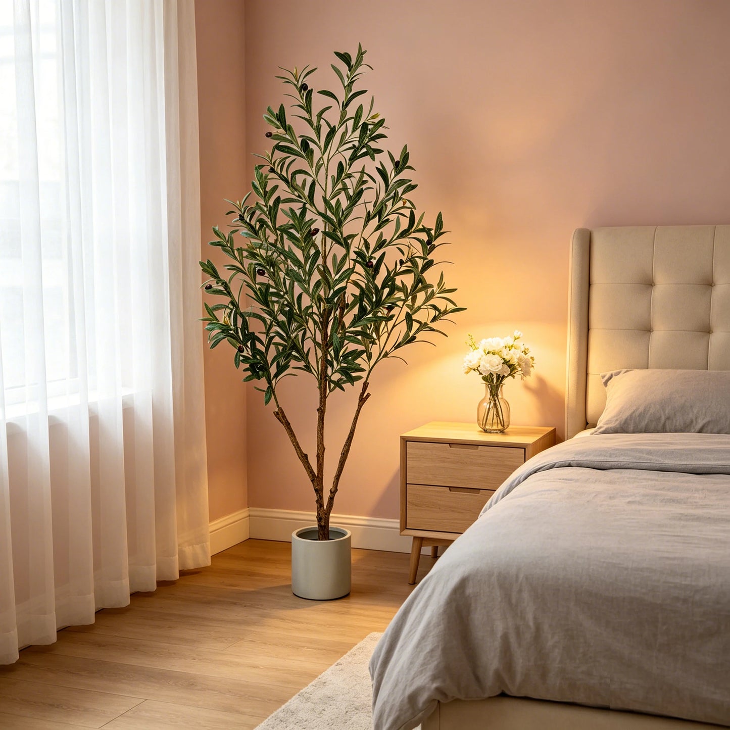 Olitree CN Olive Tree Artificial Indoor Outdoor With White Planter