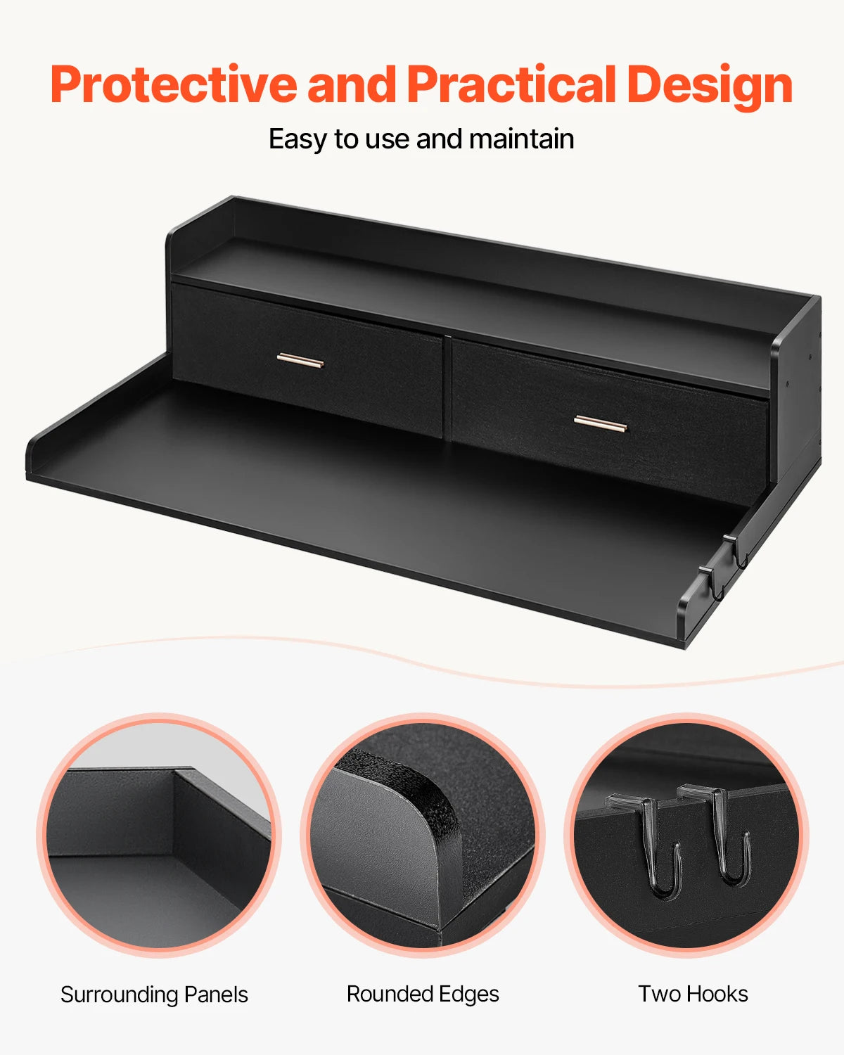 SucceBuy Wooden Washer Dryer Countertop With Drawer Shelf