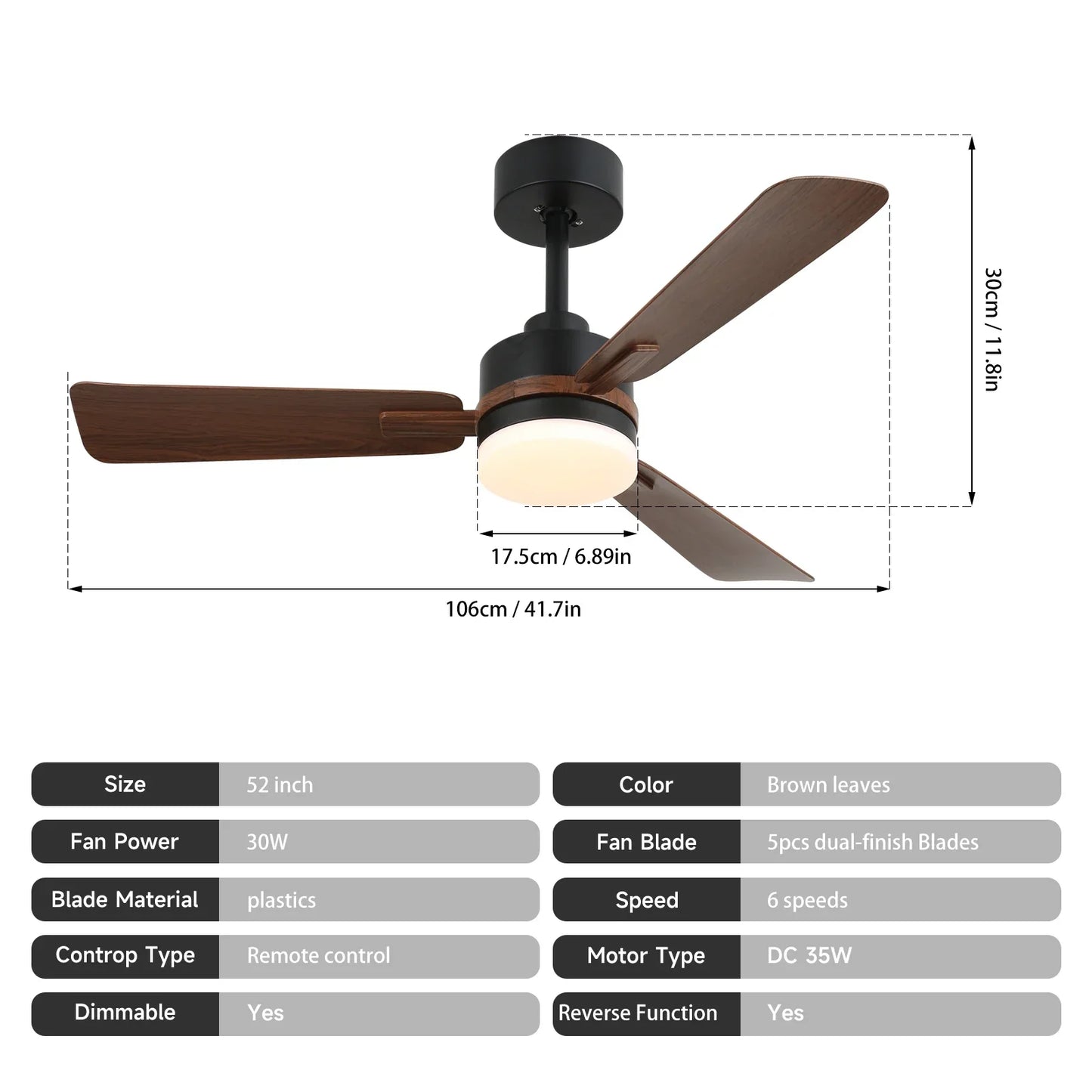 GreeLustr Ceiling Fan With LED Lamp RGB Dimming Chandelier Light