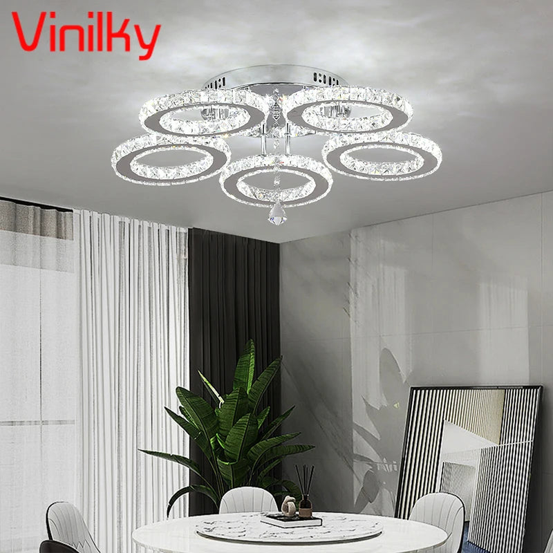Vinilky Crystal Ceiling Chandelier Living Room Pendant Light