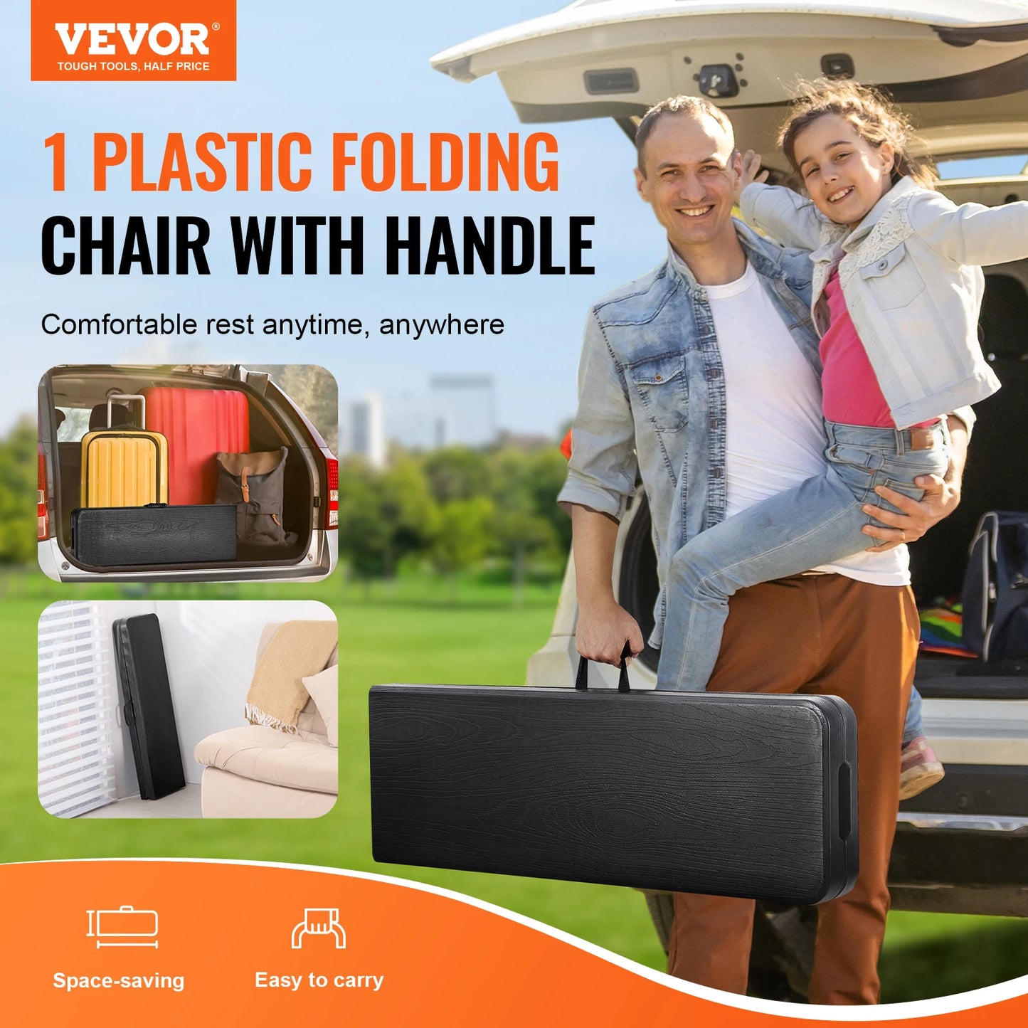 Portable Plastic Folding Bench With Secure Carry Handle Design