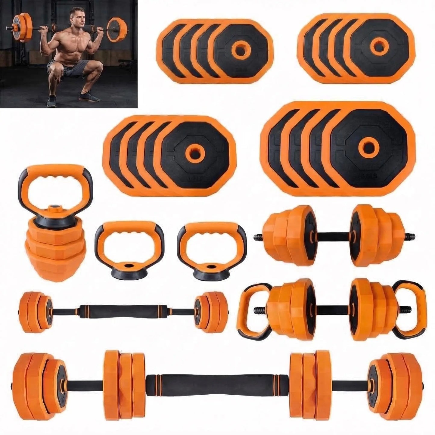 Adjustable Dumbbells 44Lb 4in1 Set For Home Gym Attachments