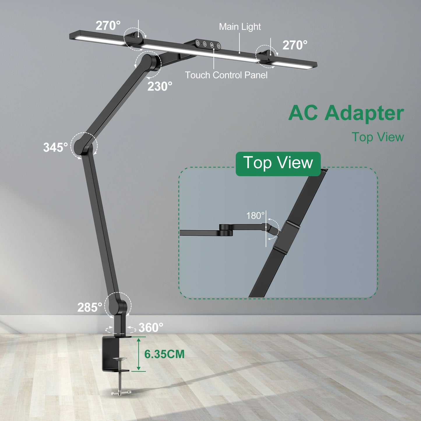 Aiopp Led Desk Lamp With Clamp Auto Dimming Architect Light