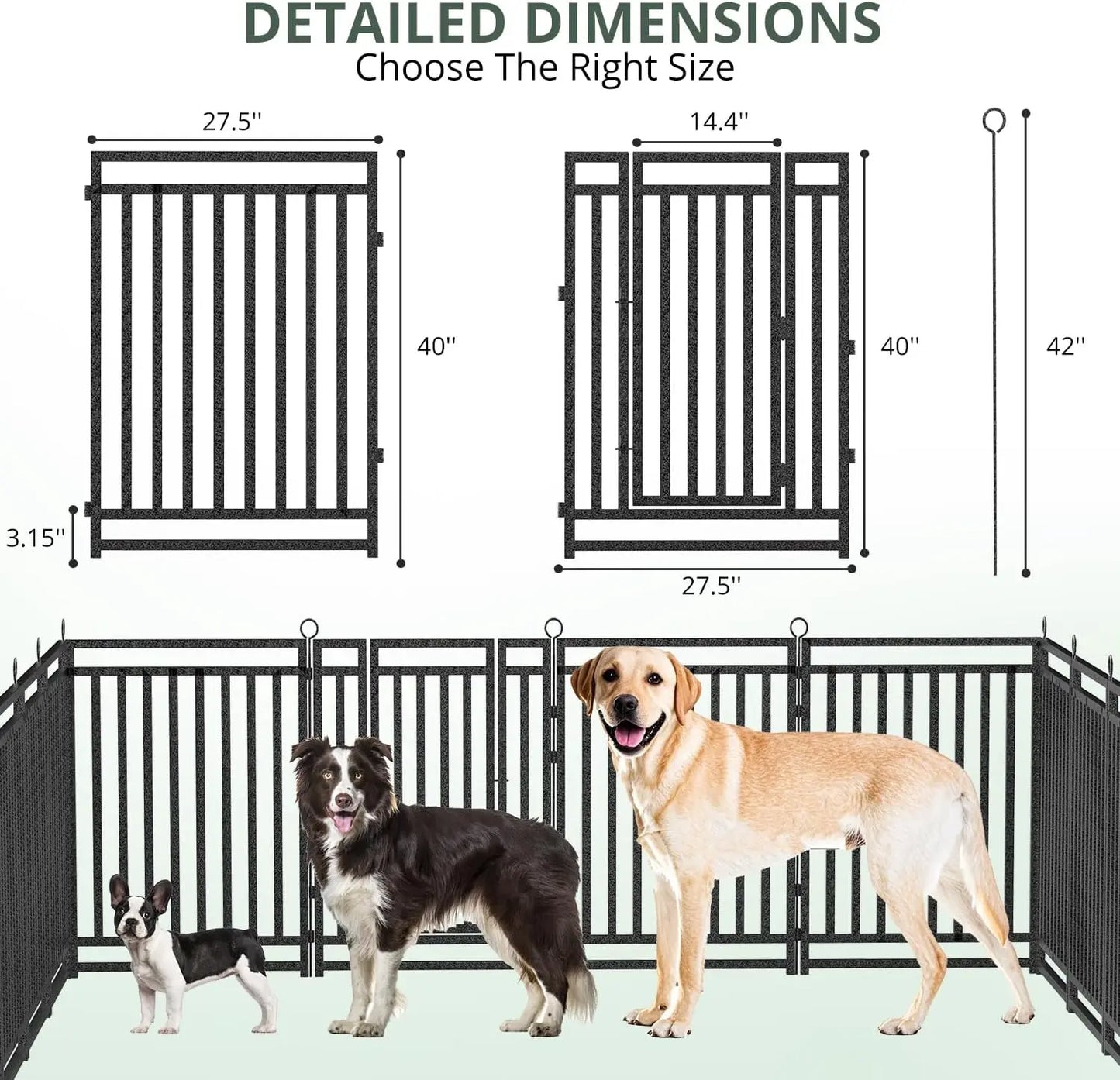 Metal Dog Playpen Fence, 16 Panels for Outdoor Indoor Use