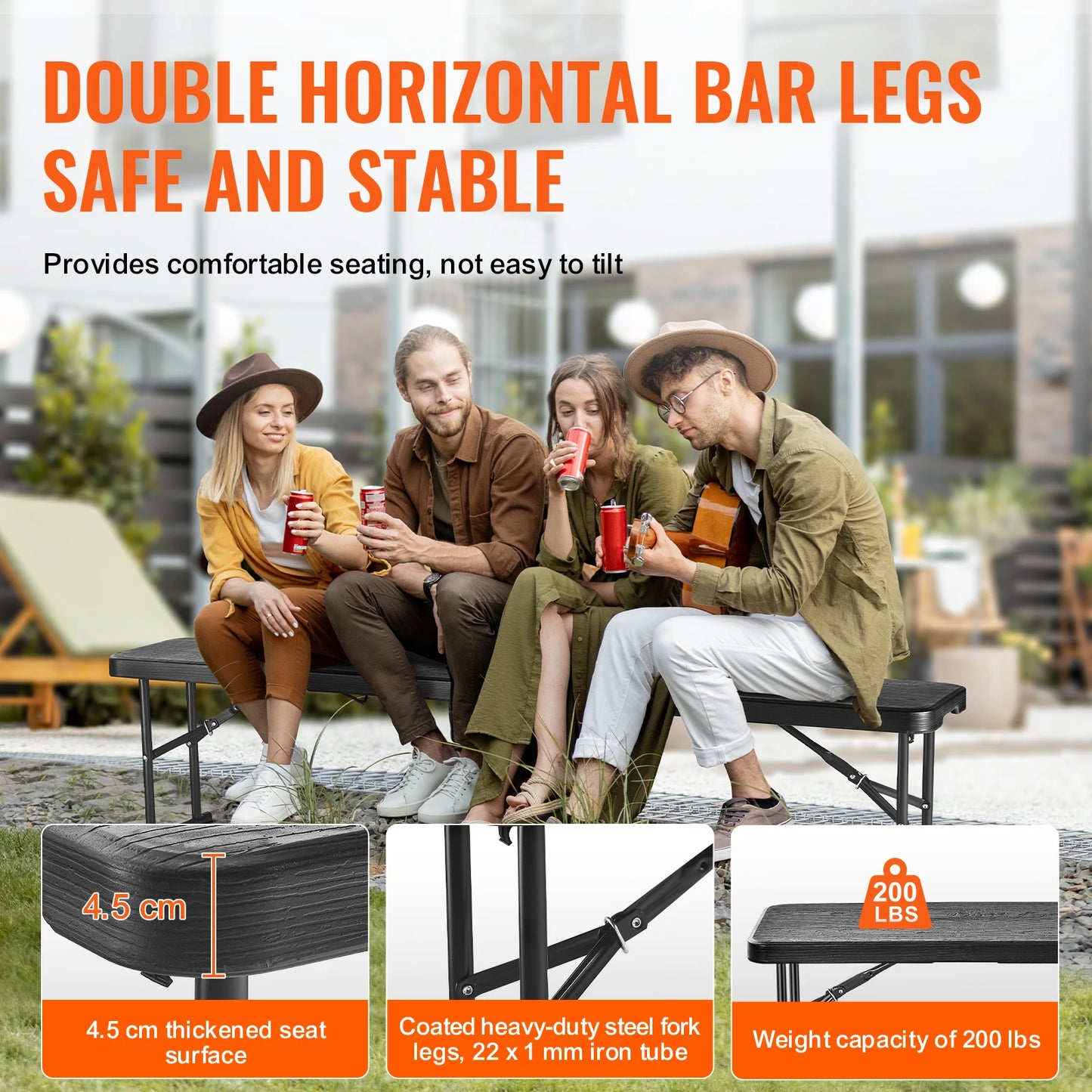 Portable Plastic Folding Bench With Secure Carry Handle Design