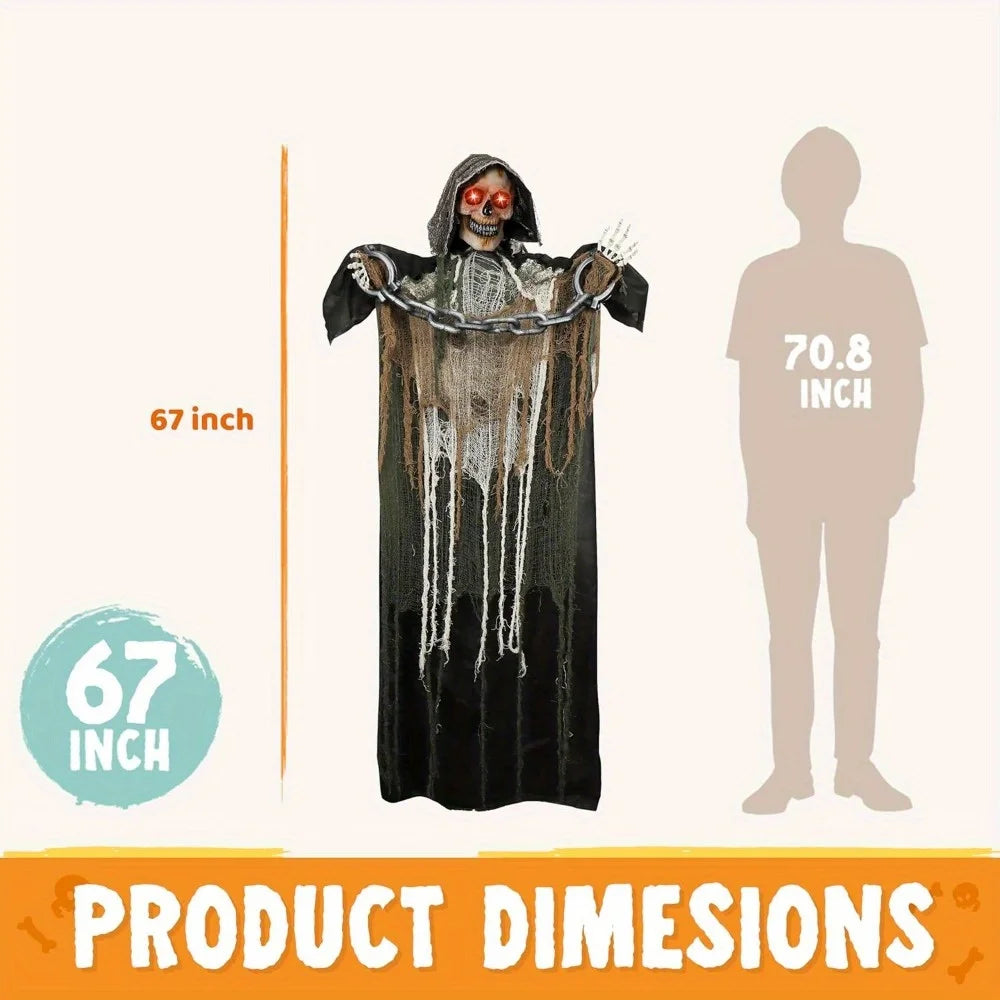 Joyfy Animatronics Grim Reaper Halloween Decoration With Motion Sensor