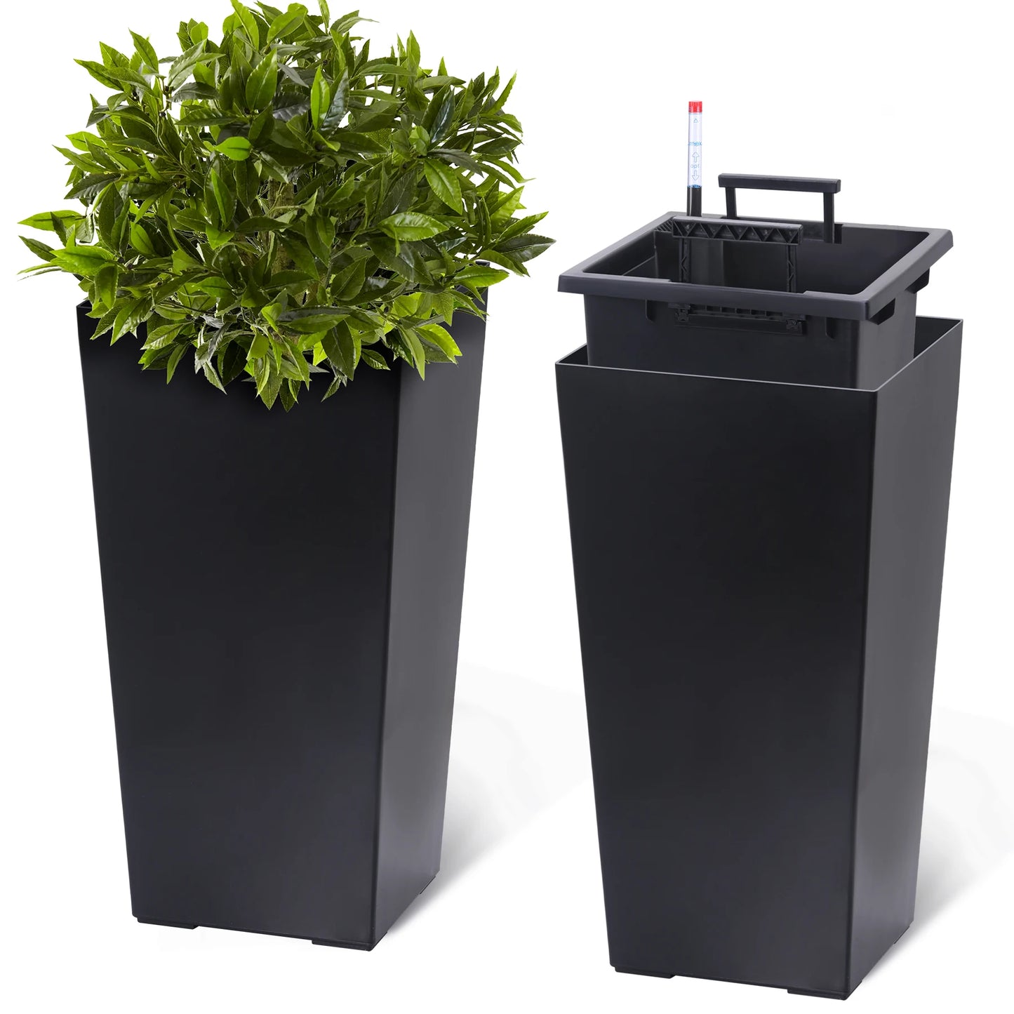 Two Pack Outdoor Planter Pots With Drainage Holes Auto Watering