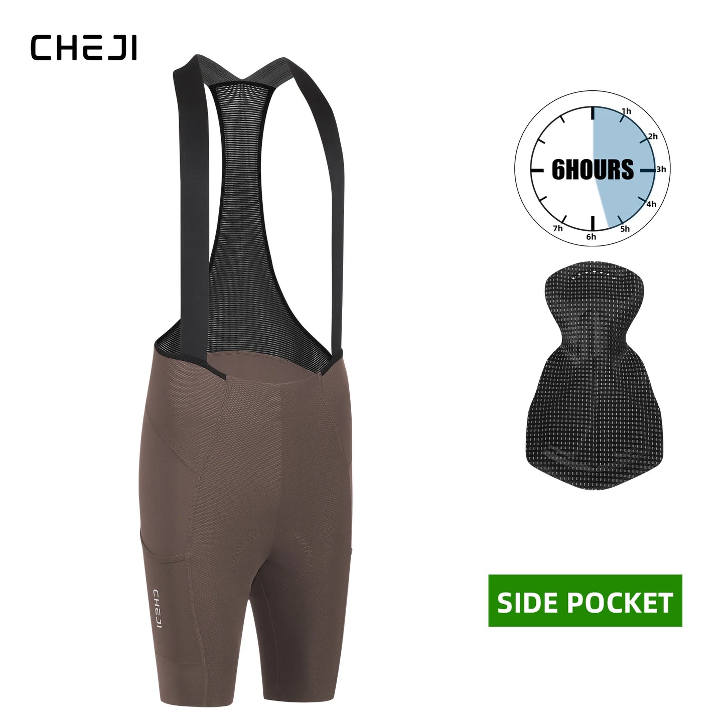 Cheji Men's Cycling Bib Shorts Seamless Quick-Drying Comfort