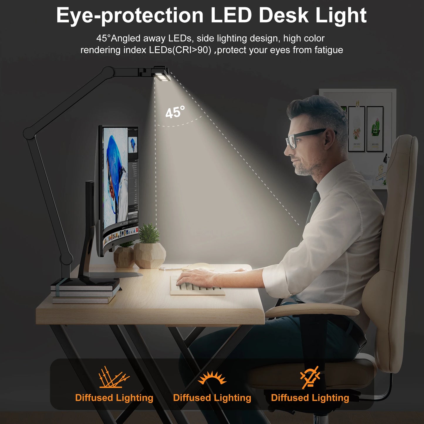 Aiopp Led Desk Lamp With Clamp Auto Dimming Architect Light