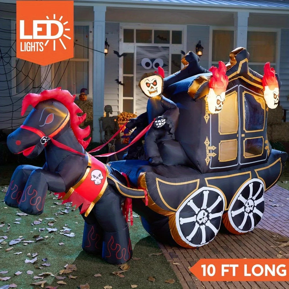 Joyfy Halloween Inflatable Carriage With Built In Led Lights