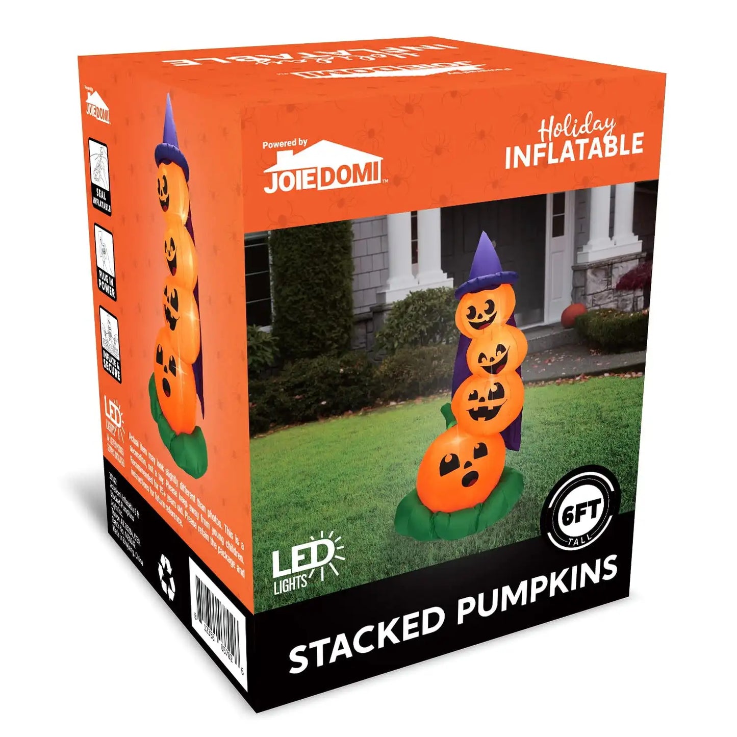 Joyfy Halloween Stacked Pumpkins Inflatables Decor With LED Lights