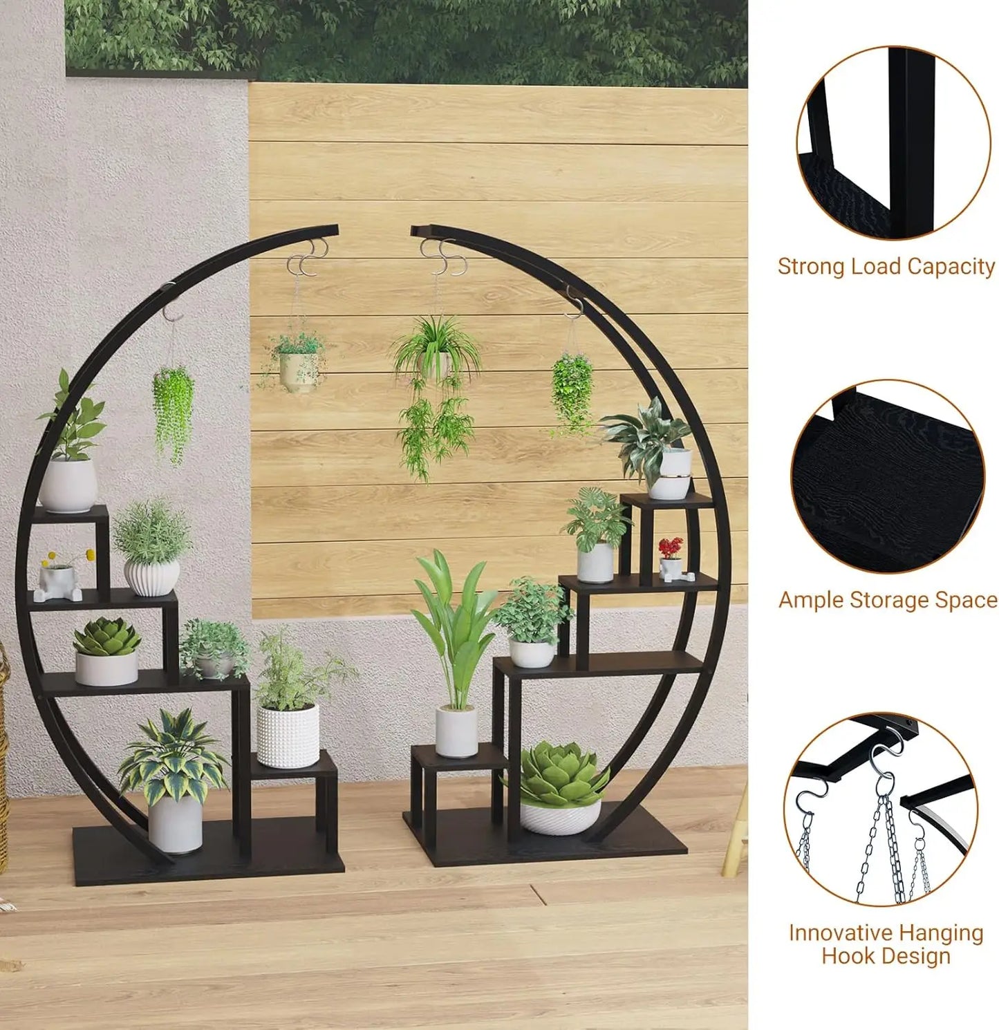 TWISTER.CK 2-Pack 5-Tier Half Moon Metal Plant Stand Indoor