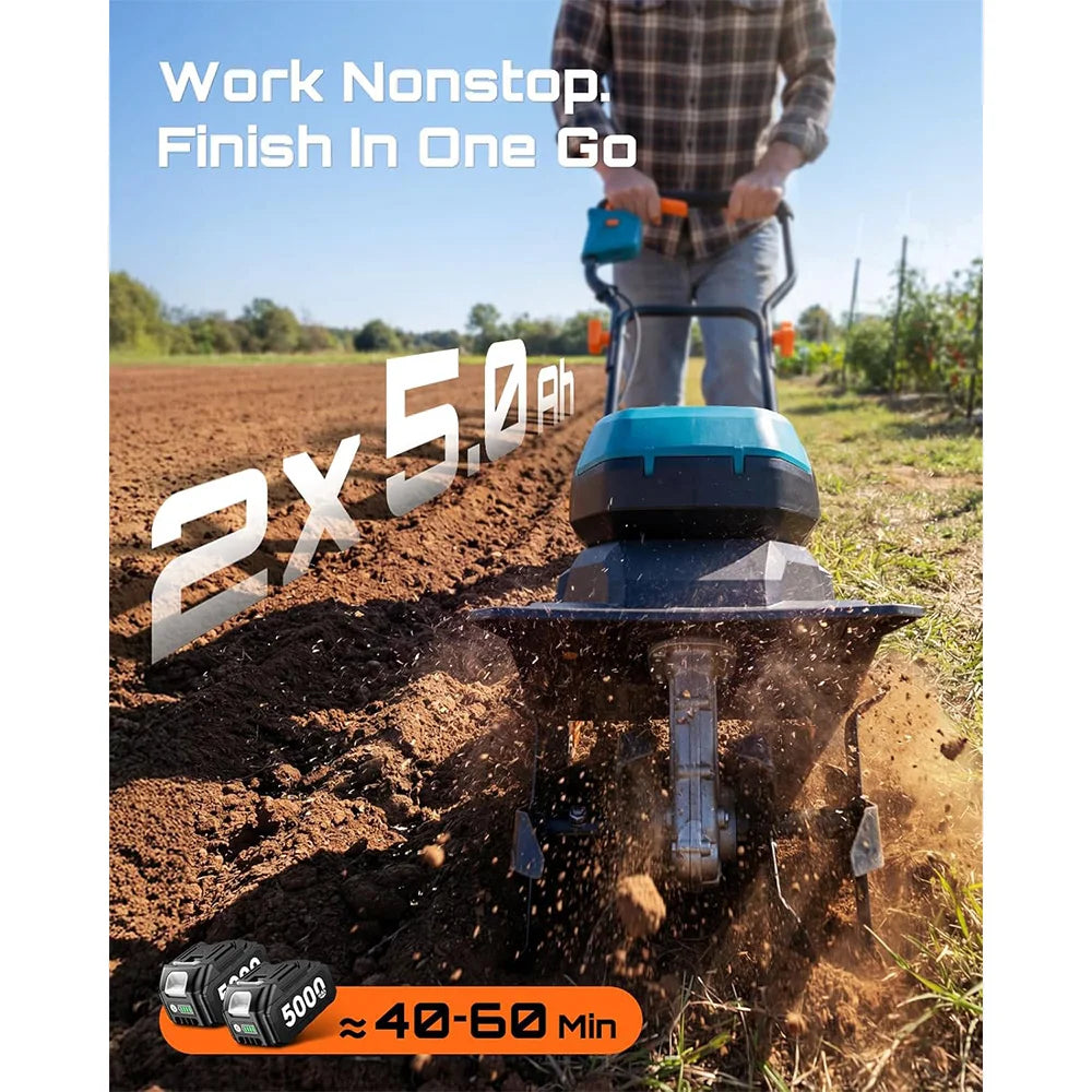 SeeSii 40V Cordless Electric Garden Tiller Cultivator For Lawn Care