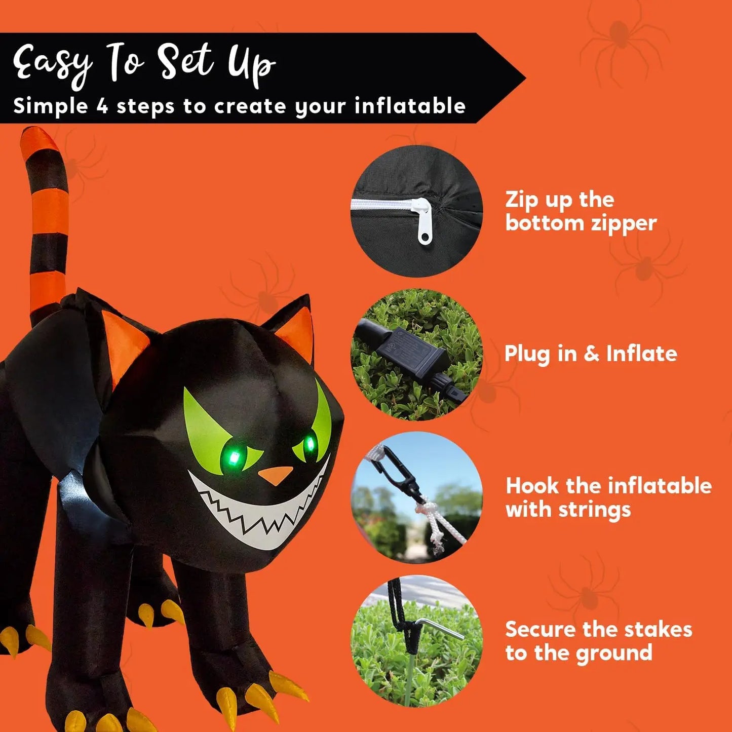 Joyfy Halloween Inflatable Outdoor Cat Decoration With Led Lights