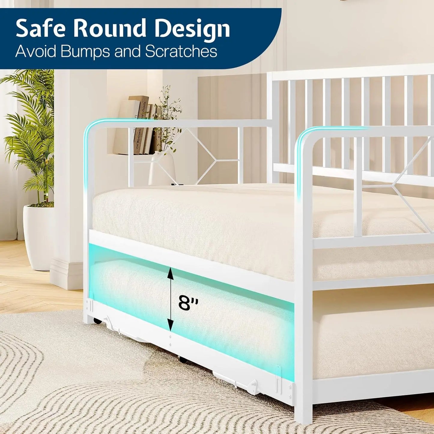 BIANXIANG Metal Daybed With Charging Station And LED Lights