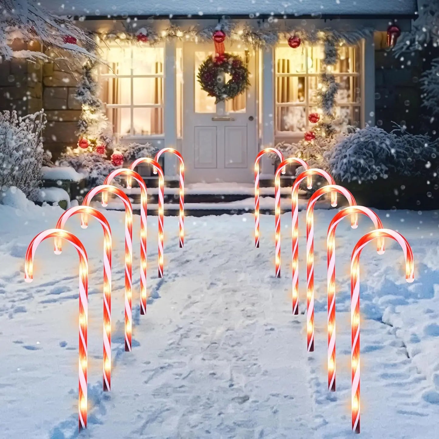 Joyfy 16 Inch Candy Cane Pathway Lights Outdoor Indoor Decor