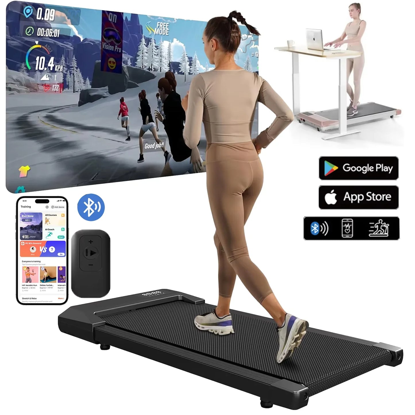 Superun 2In1 Home Treadmill 2.5HP Walking Running Fitness Machine