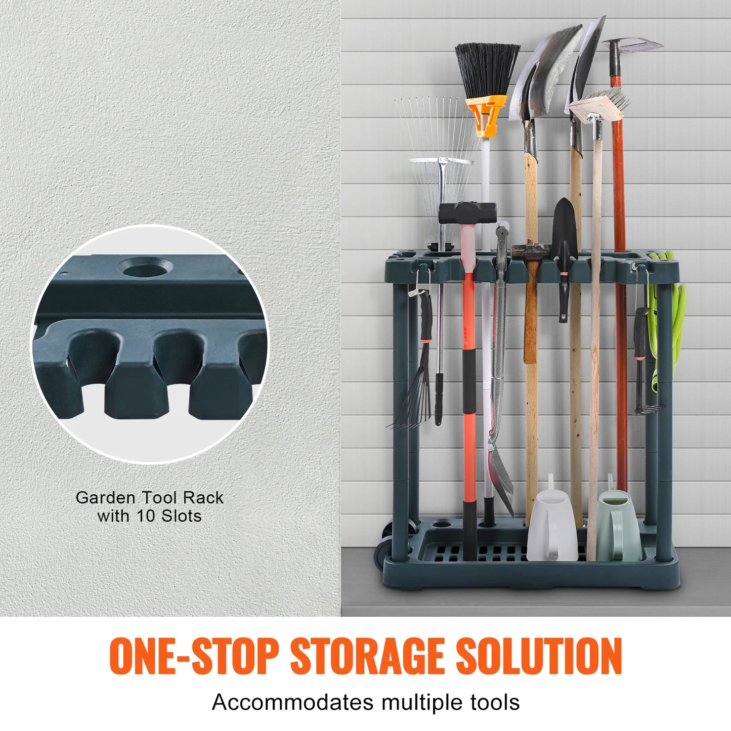 SucceBuy 10 Slot Garden Tool Storage Rack Stand Holder