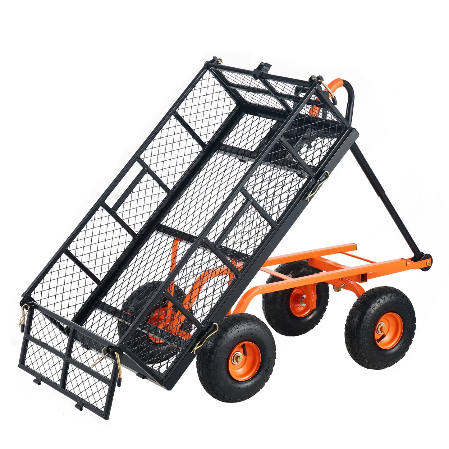 SucceBuy Sturdy Metal Garden Cart For Heavy Duty Yard Utility