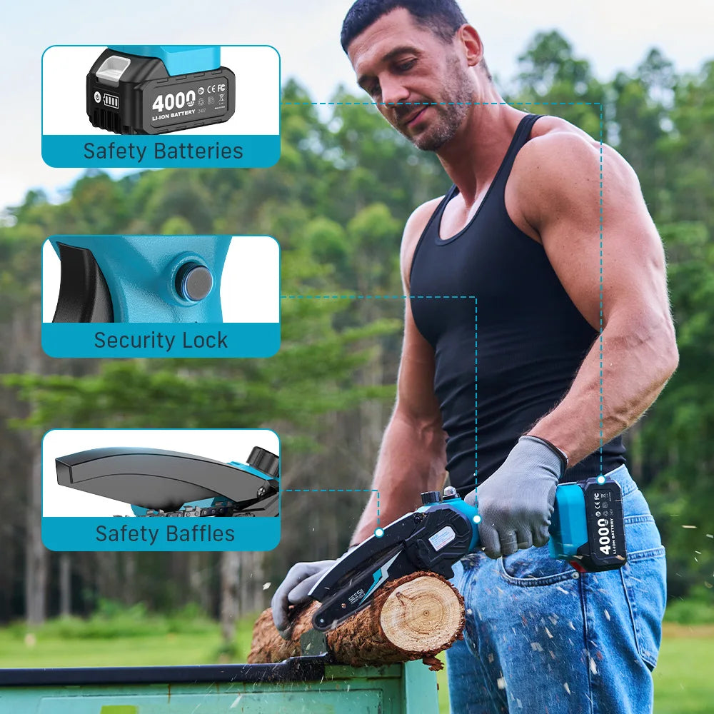 Seesii Cordless Mini Chainsaw For Makita 18V Battery Electric Pruning Saw