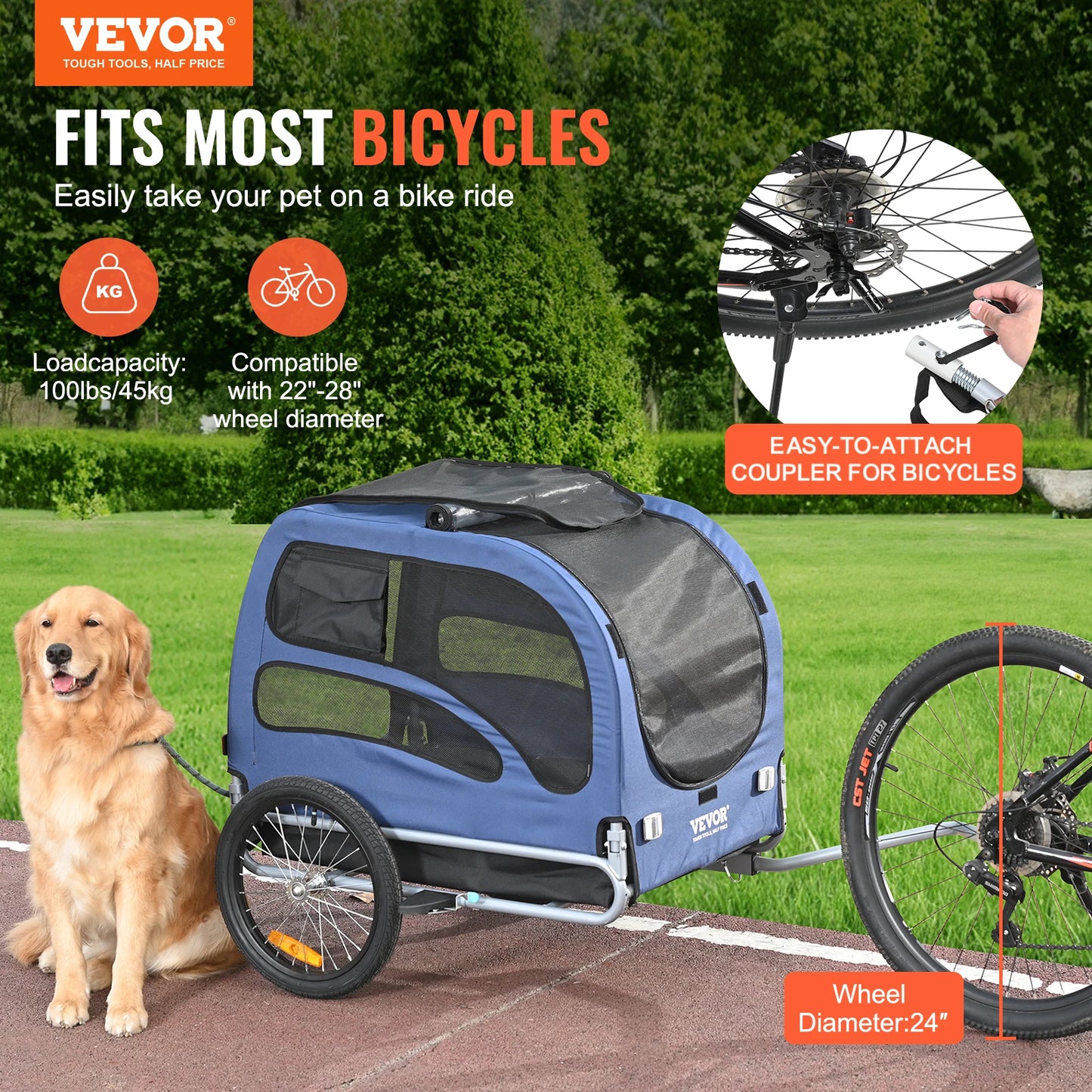 Pet Cart Bicycle Carrier Dog Trailer For Travel And Safety