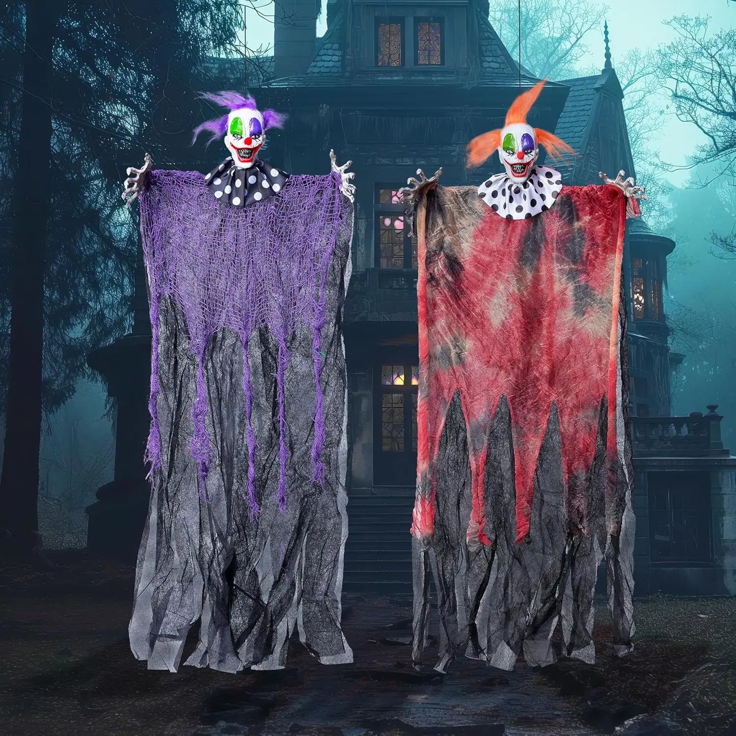 Joyfy Hanging Clowns Set For Outdoor Halloween Yard Decor