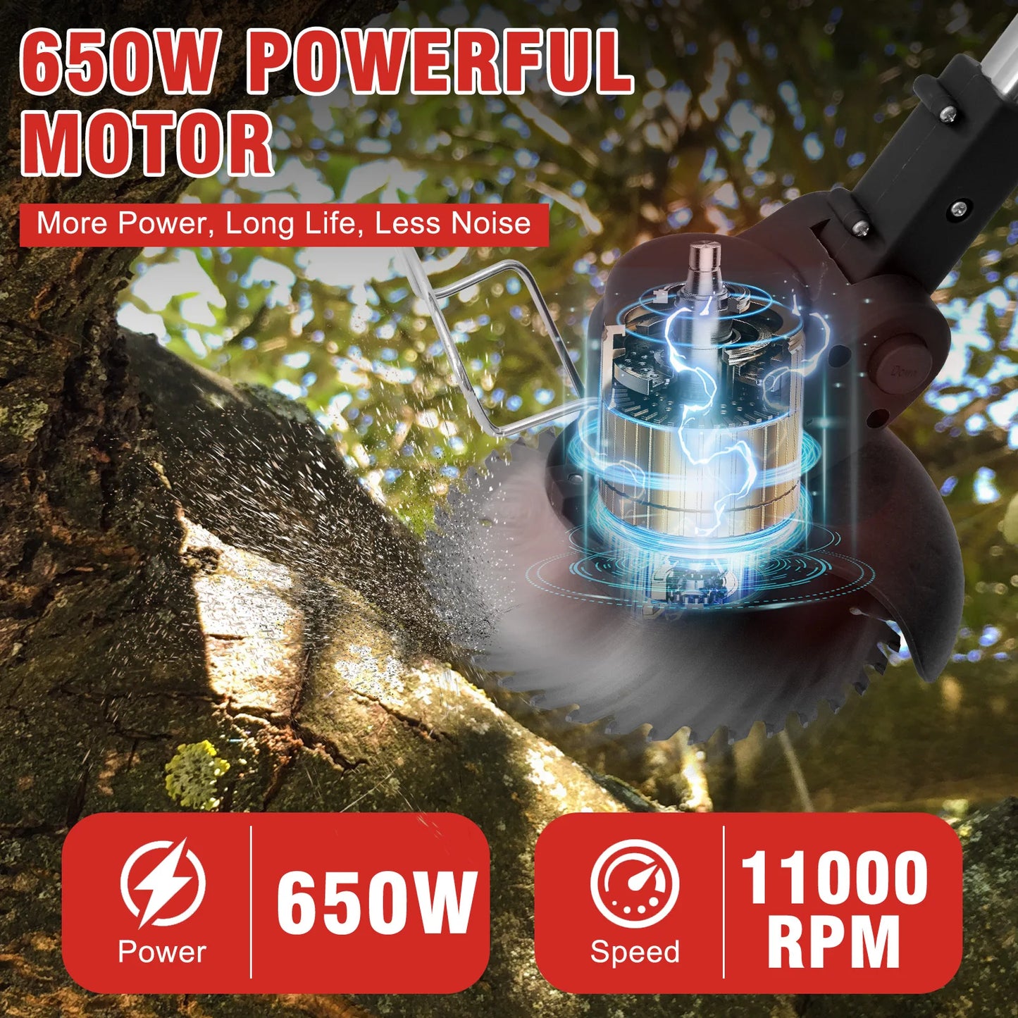 21V 3 In 1 Cordless Grass Trimmer With 2x2.0Ah Batteries