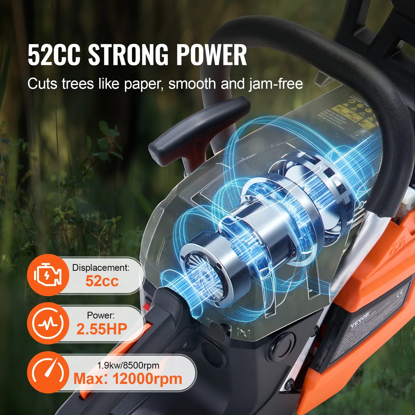 Succebuy 52CC Portable Gas Chainsaw For Professional Garden Forestry Cutting