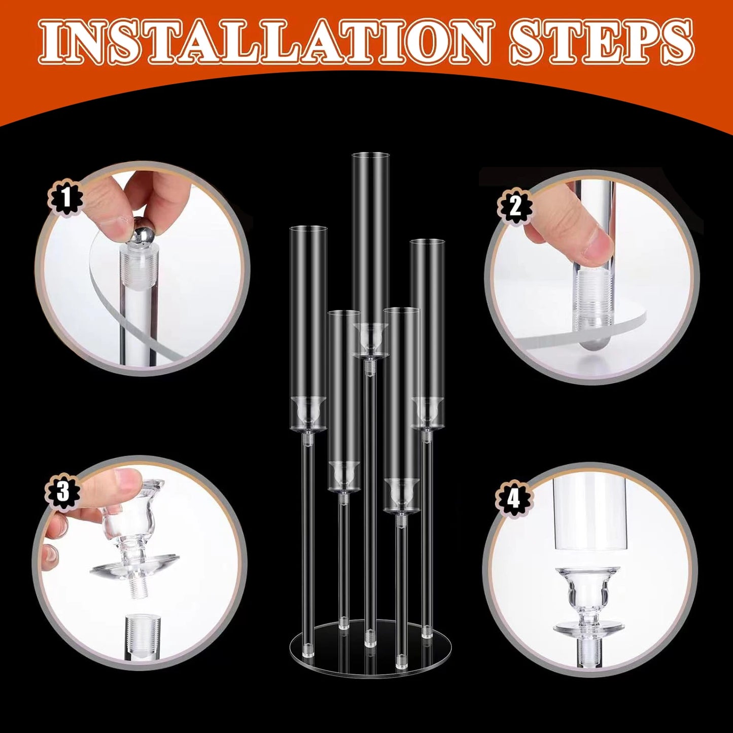 Clear Acrylic Candelabra Centerpieces Five Arm Candle Holder For Weddings