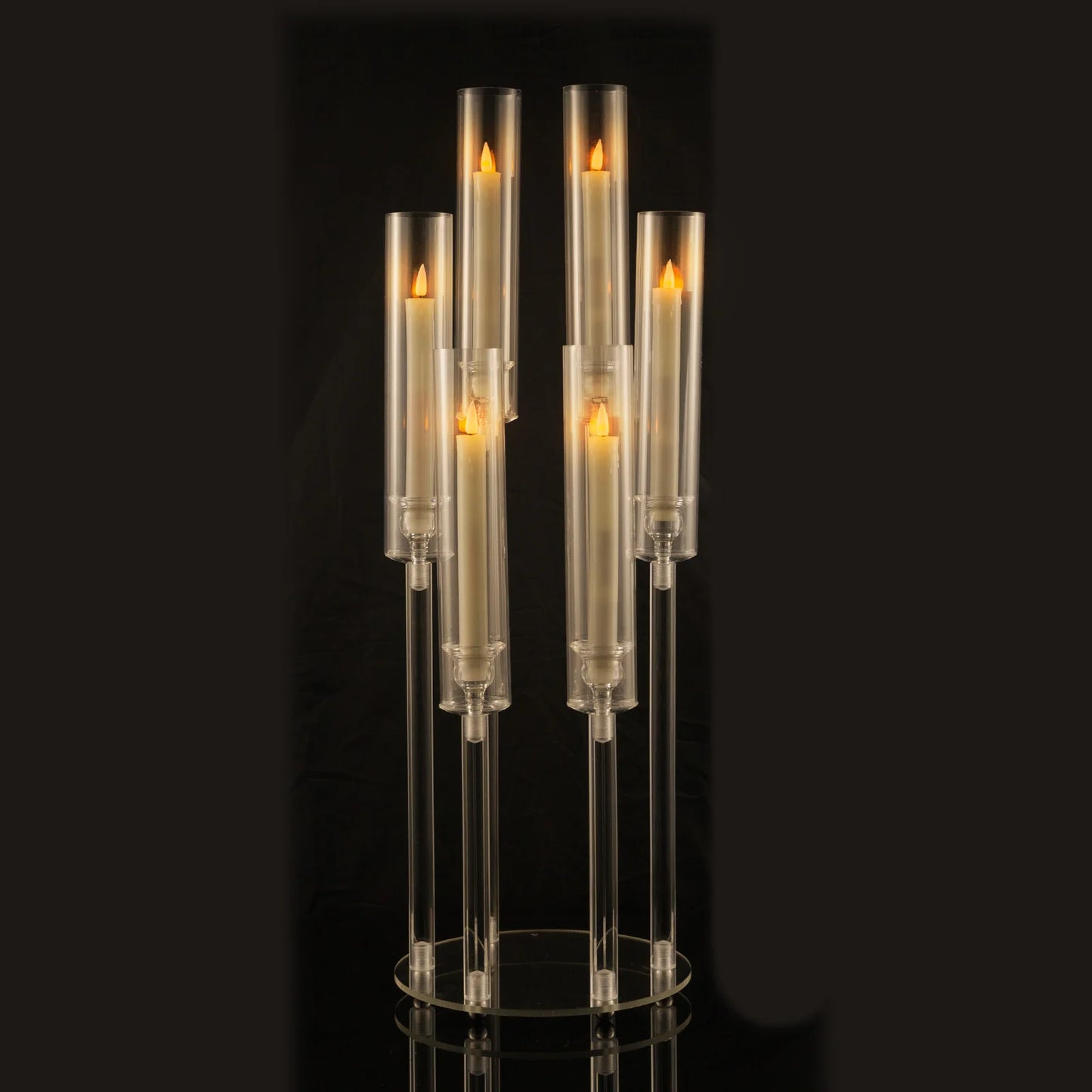 VINCIGANT 6 Pack Clear Acrylic Eight Arm Floor Candelabra Centerpiece