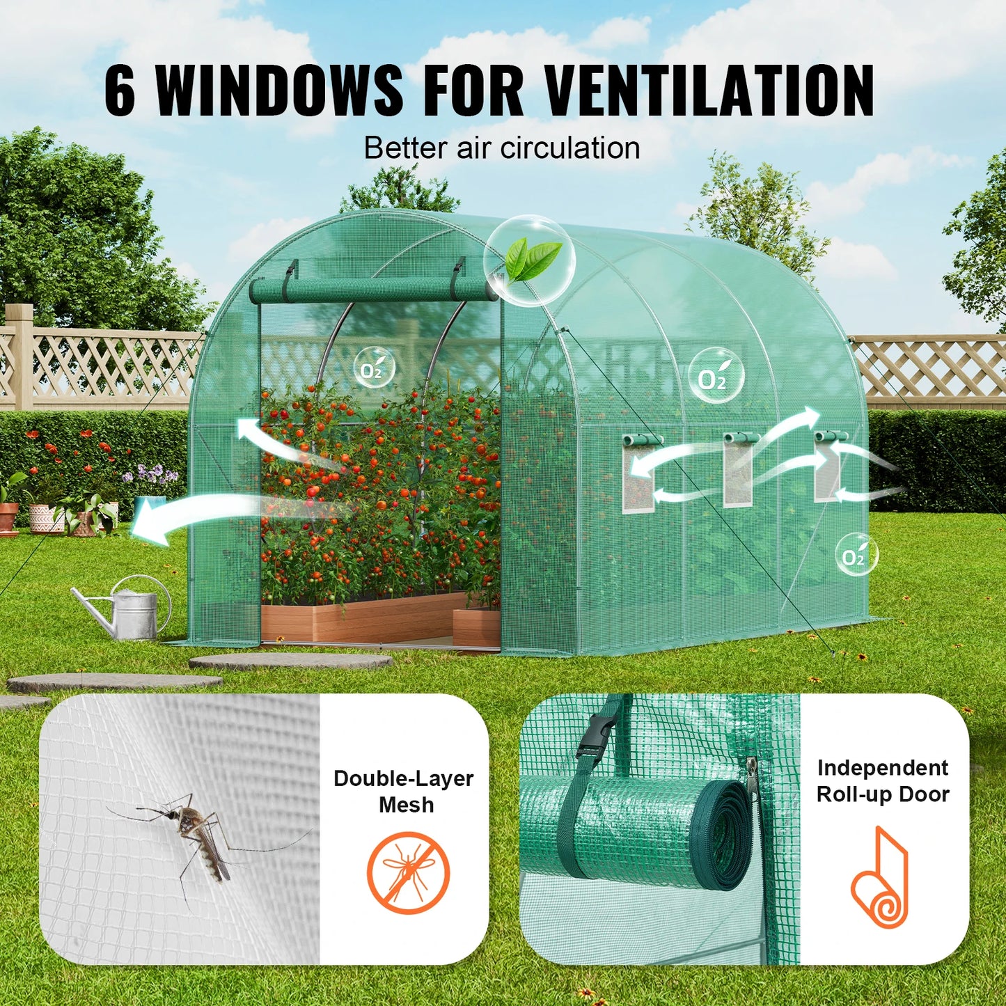 SucceBuy Walk In Tunnel Greenhouse With Steel Frame And PE Cover