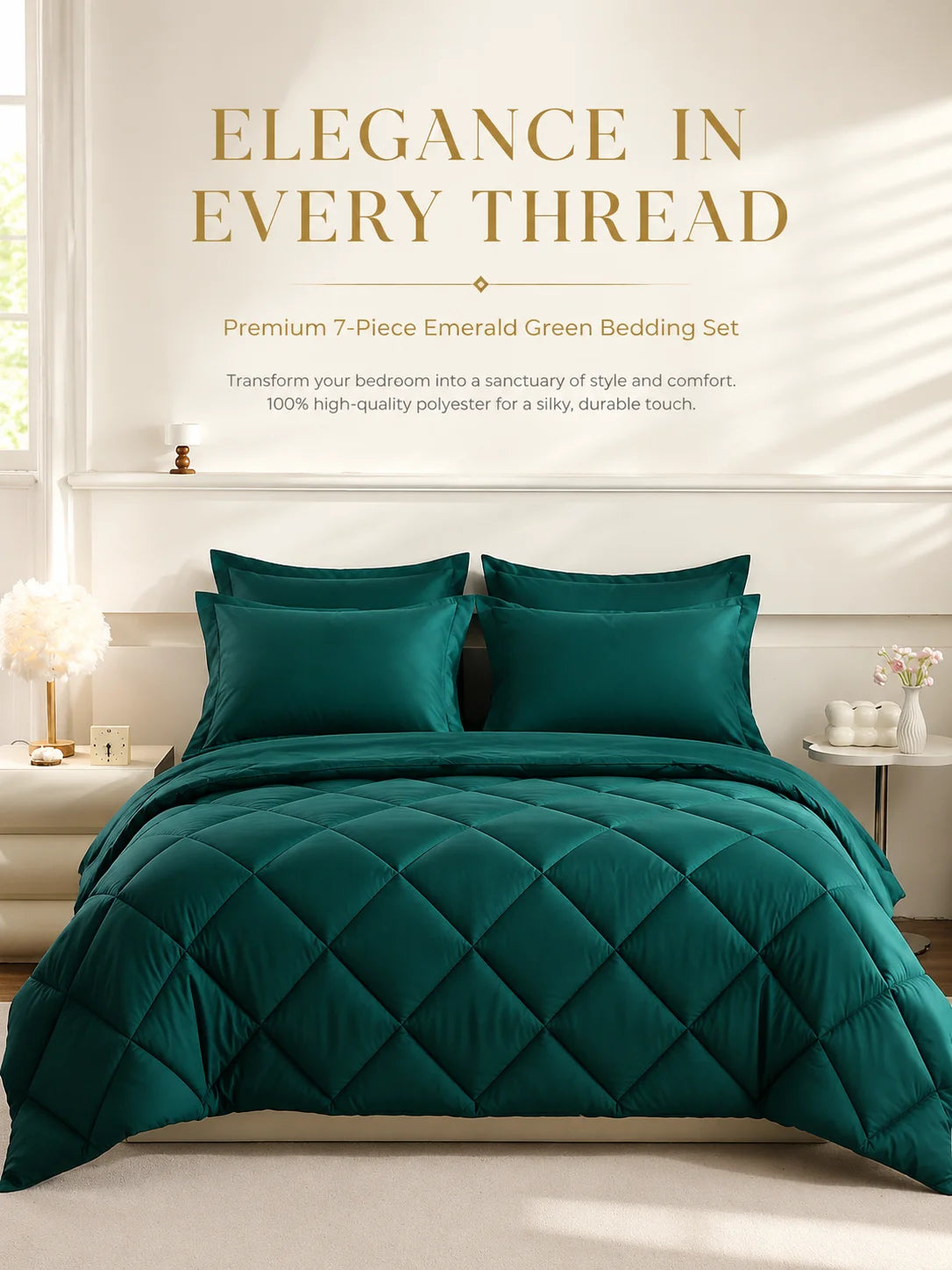 EasYum 5-Piece Bedding Set Quilted 100% Polyester Pillowcases Included