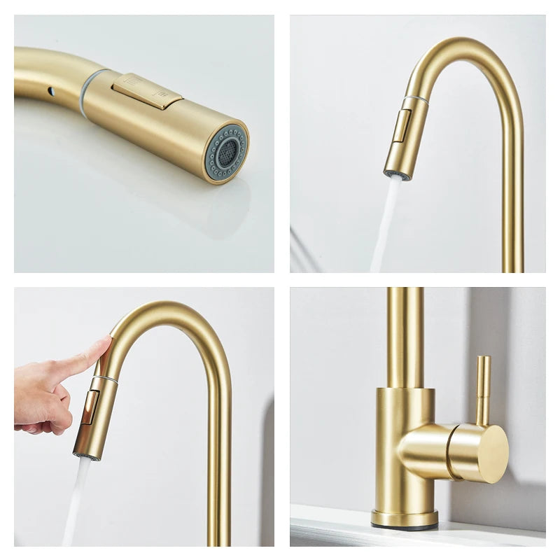 Fmhjfisd Pull Out Touch Control Kitchen Sink Faucet 360 Swivel
