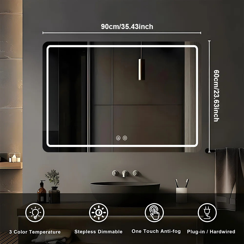 Mygiivovo LED Fogless Backlit Vanity Mirror With Demister Wall Mount