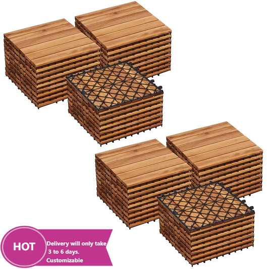 Acacia Wood Interlocking Flooring Tiles Waterproof For Outdoor Indoor Patio