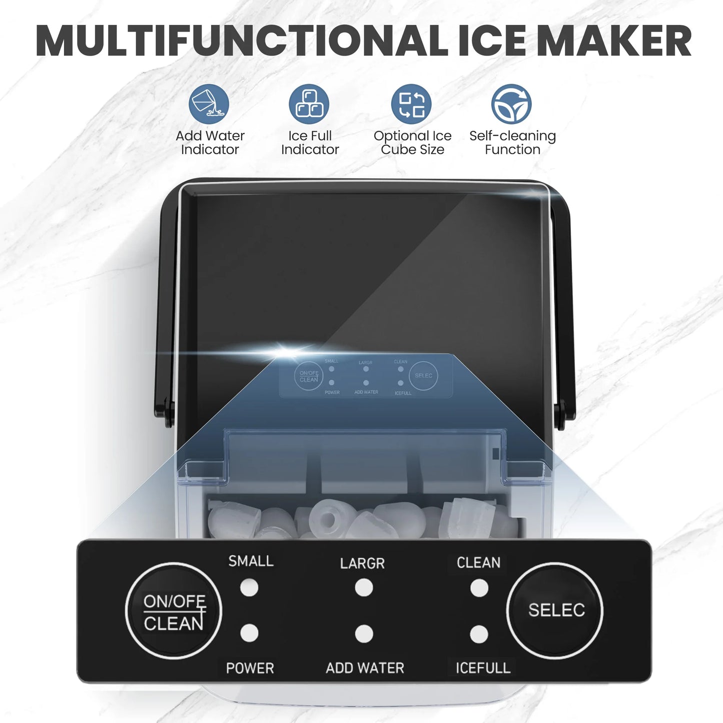 Portable Countertop Ice Maker Producing Fast Bullet Ice Daily