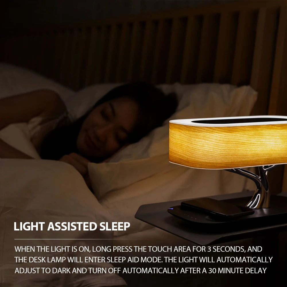 Wireless Charging Speaker With Ambient Light Bedside Lamp