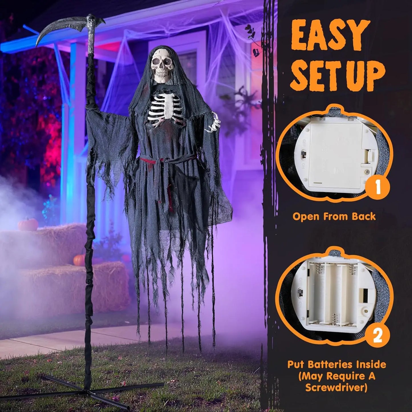 Joyfy Animated Flying Grim Reaper Halloween Outdoor Animatronic Prop