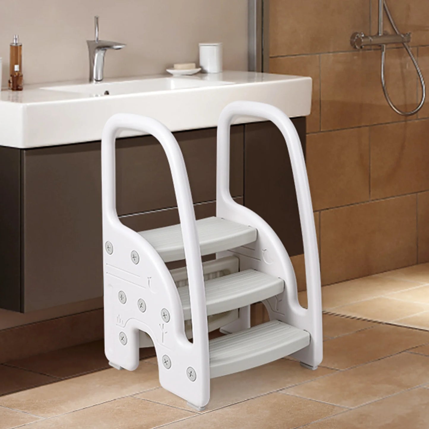 Toddler Step Stool With Handles Three Step Plastic