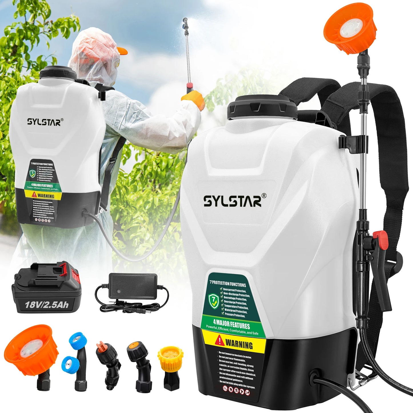 Backpack Electric Sprayer For Garden With Telescopic Wand And Nozzles