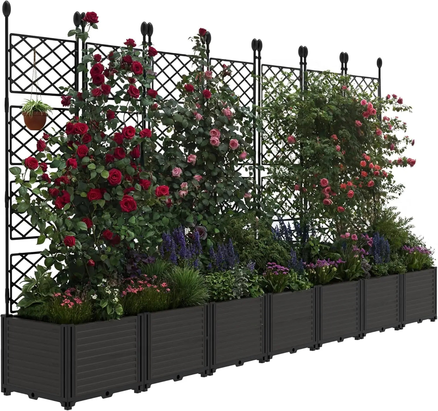 Twister Plastic Planter Box With Trellis For Outdoor Flower Gardening