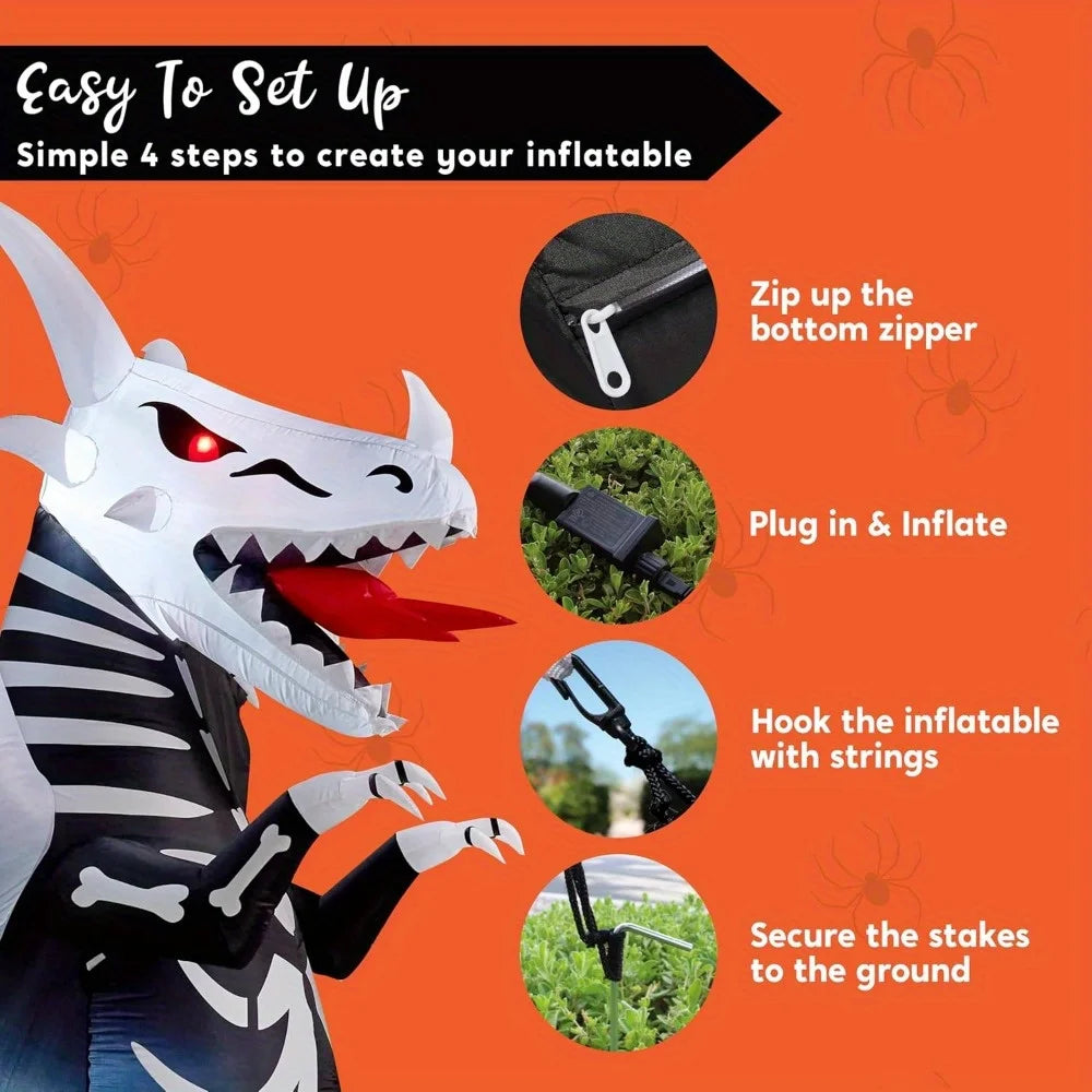 Joyfy Skeleton Dragon Halloween Inflatable Outdoor Decoration With LED Lights