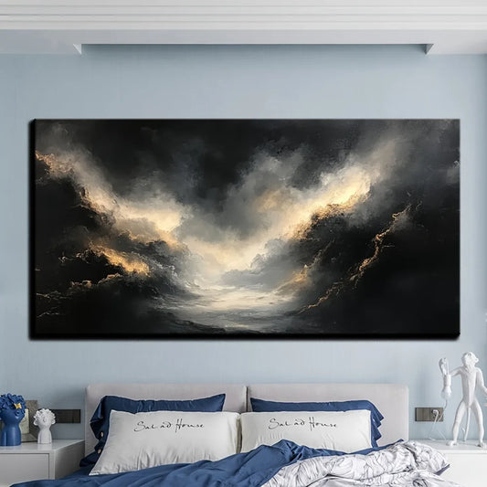 Abstract Black Gold Texture Modern Art Oil Painting For Home