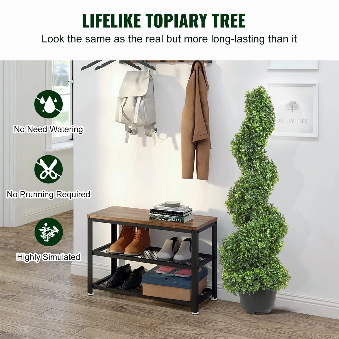 Artificial Boxwood Tower Topiary Spiral Plant For Garden Decoration