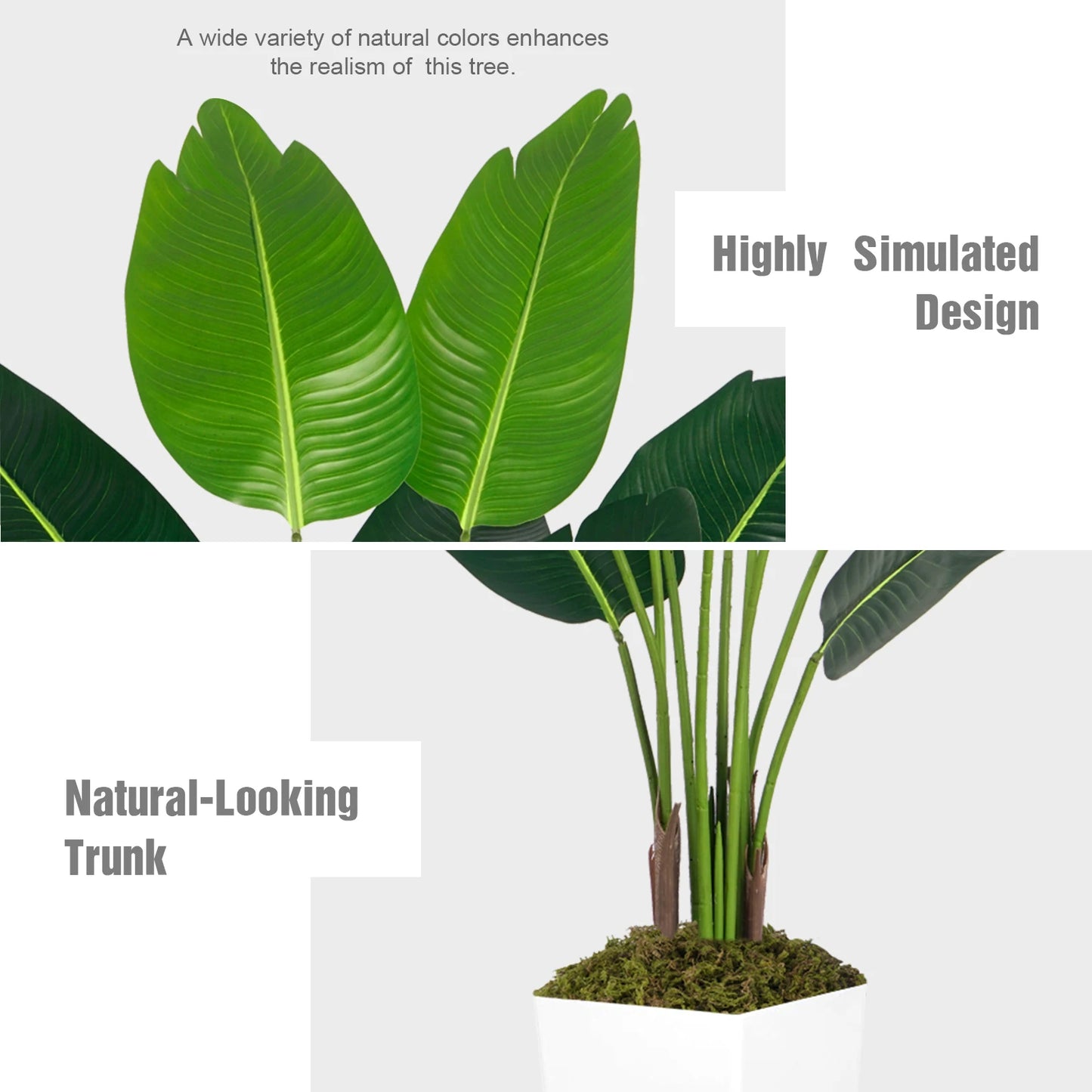 Olitree Bird Of Paradise Artificial Plant With White Planter