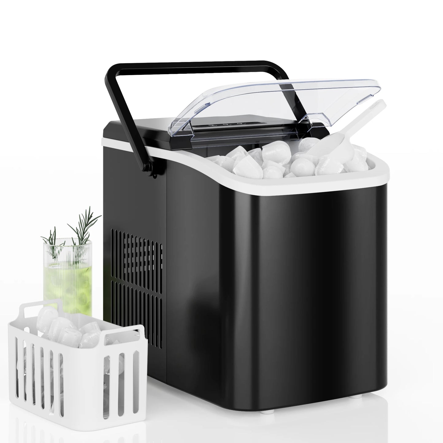 Portable Countertop Ice Maker Producing Fast Bullet Ice Daily