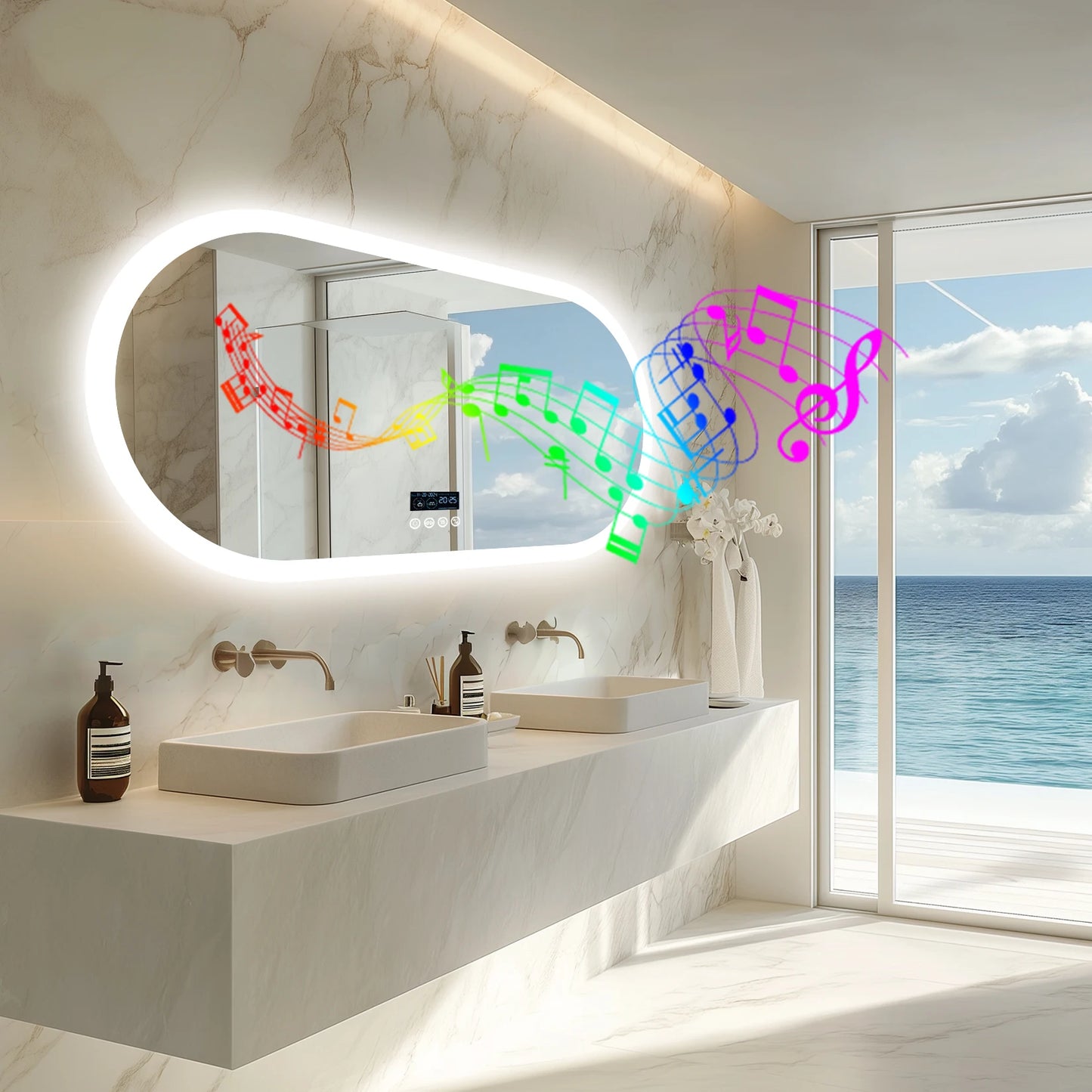 Wisfor Oval Led Bathroom Mirror Featuring Bluetooth Anti Fog Lighting