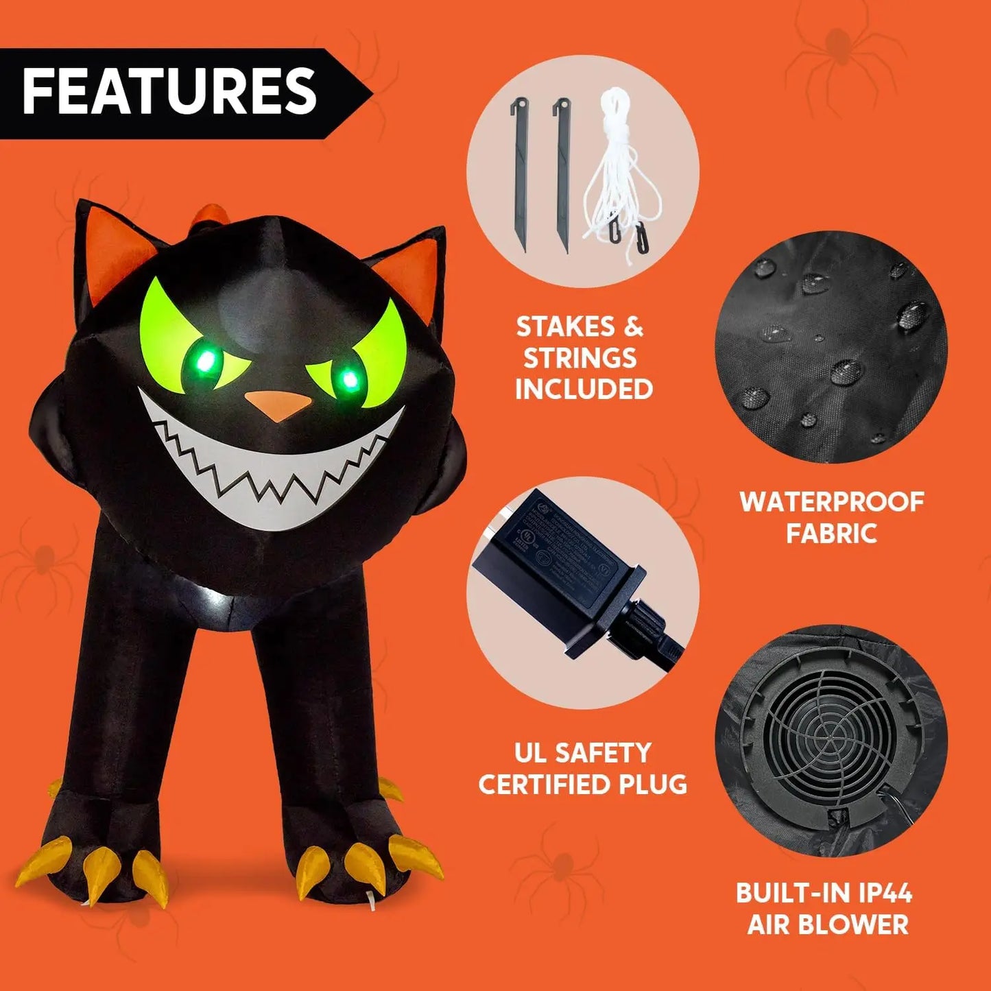 Joyfy Halloween Inflatable Outdoor Cat Decoration With Led Lights