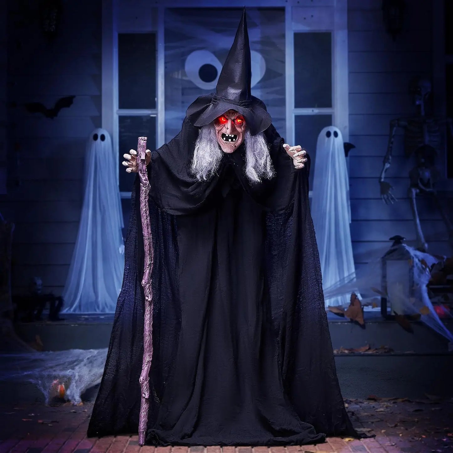 Joyfy Animatronic Witch Outdoor Halloween Prop With Light Up Eyes