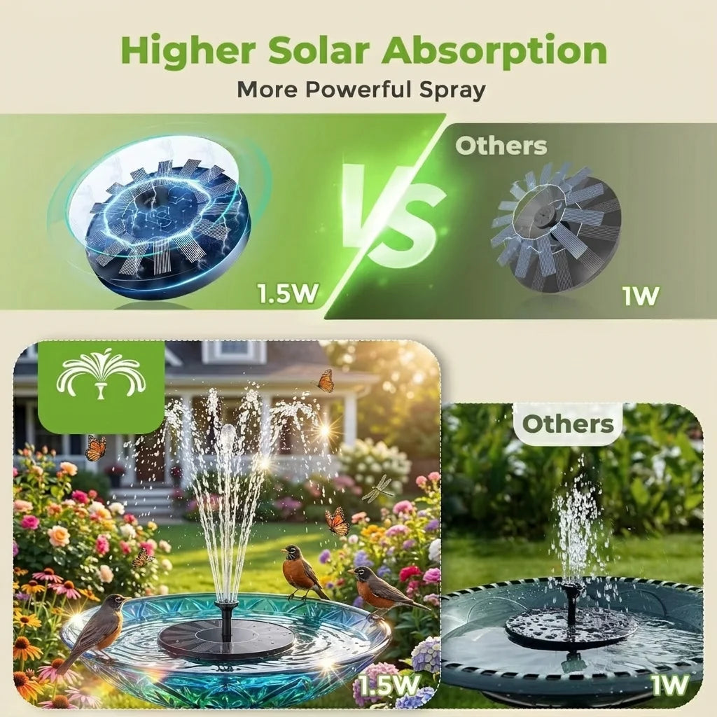 Solar Fountain 4 Crash Bars 6 Nozzles Floating Water Feature